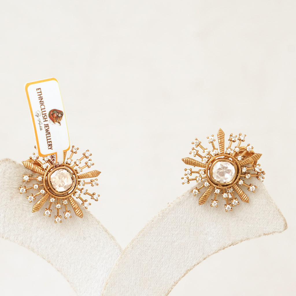 Kundan Polki Sunburst Stud Earrings