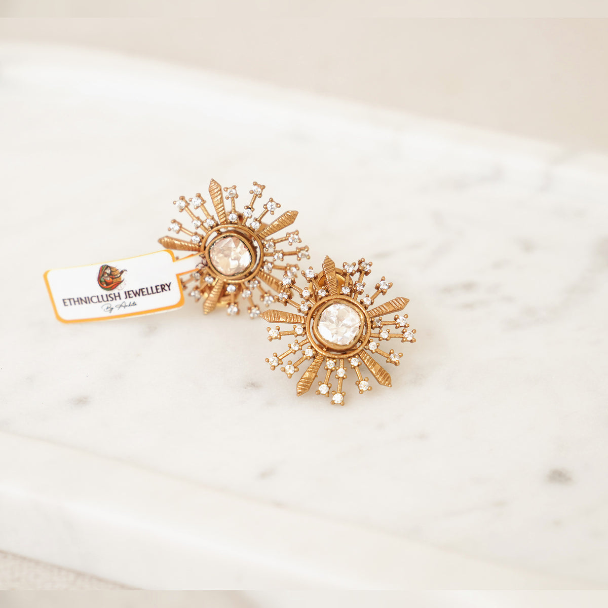 Kundan Polki Sunburst Stud Earrings