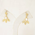 Gold Leaf & Pearl Drop Earrings