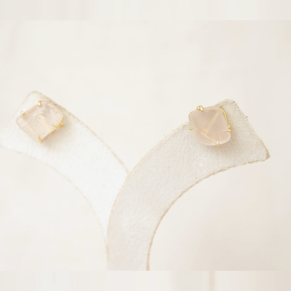 Raw Gemstone Prong Stud Earrings - Clear