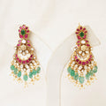 Ruby Kundan Chandbali with Green Drops