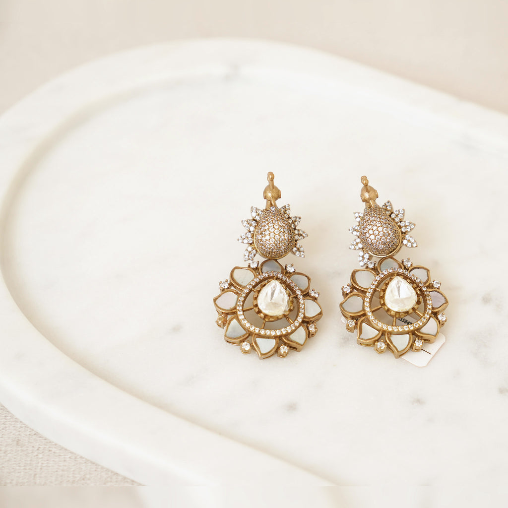 Antique Polki Teardrop Earrings