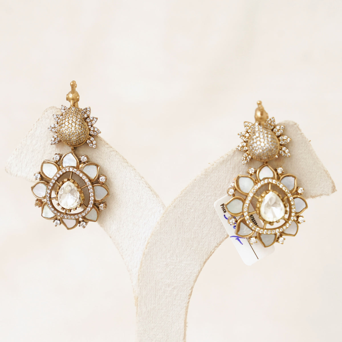 Antique Polki Teardrop Earrings