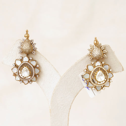 Antique Polki Teardrop Earrings