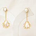 Baroque Pearl Long Bar Drop Earrings