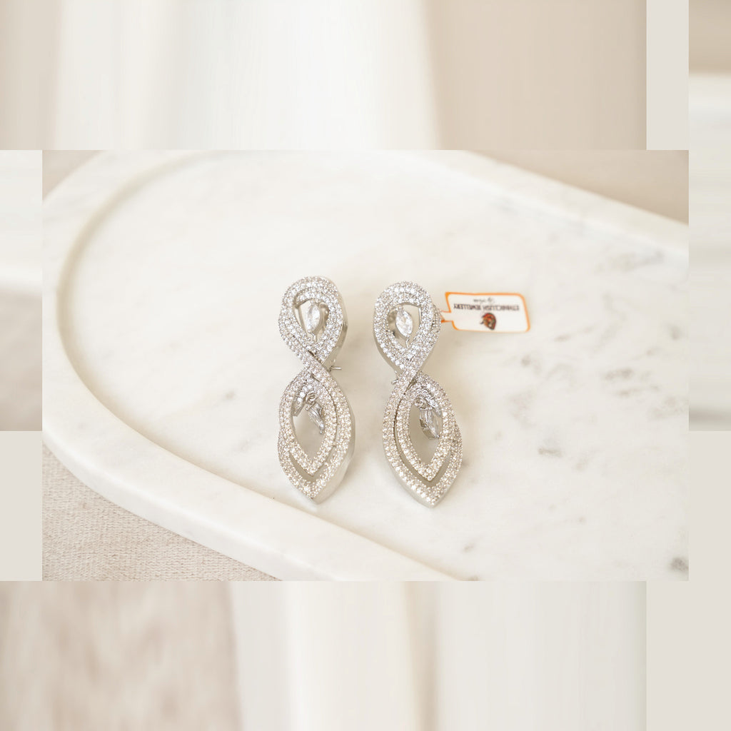 Crystal Infinity Swirl Drop Earrings