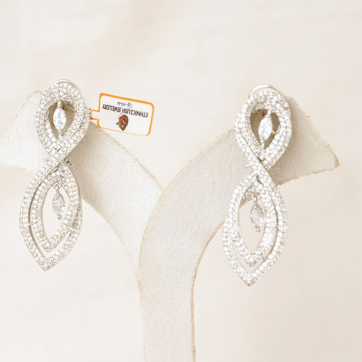 Crystal Infinity Swirl Drop Earrings