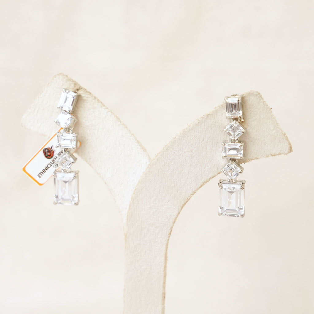 Emerald-Cut Crystal Linear Drop Earrings