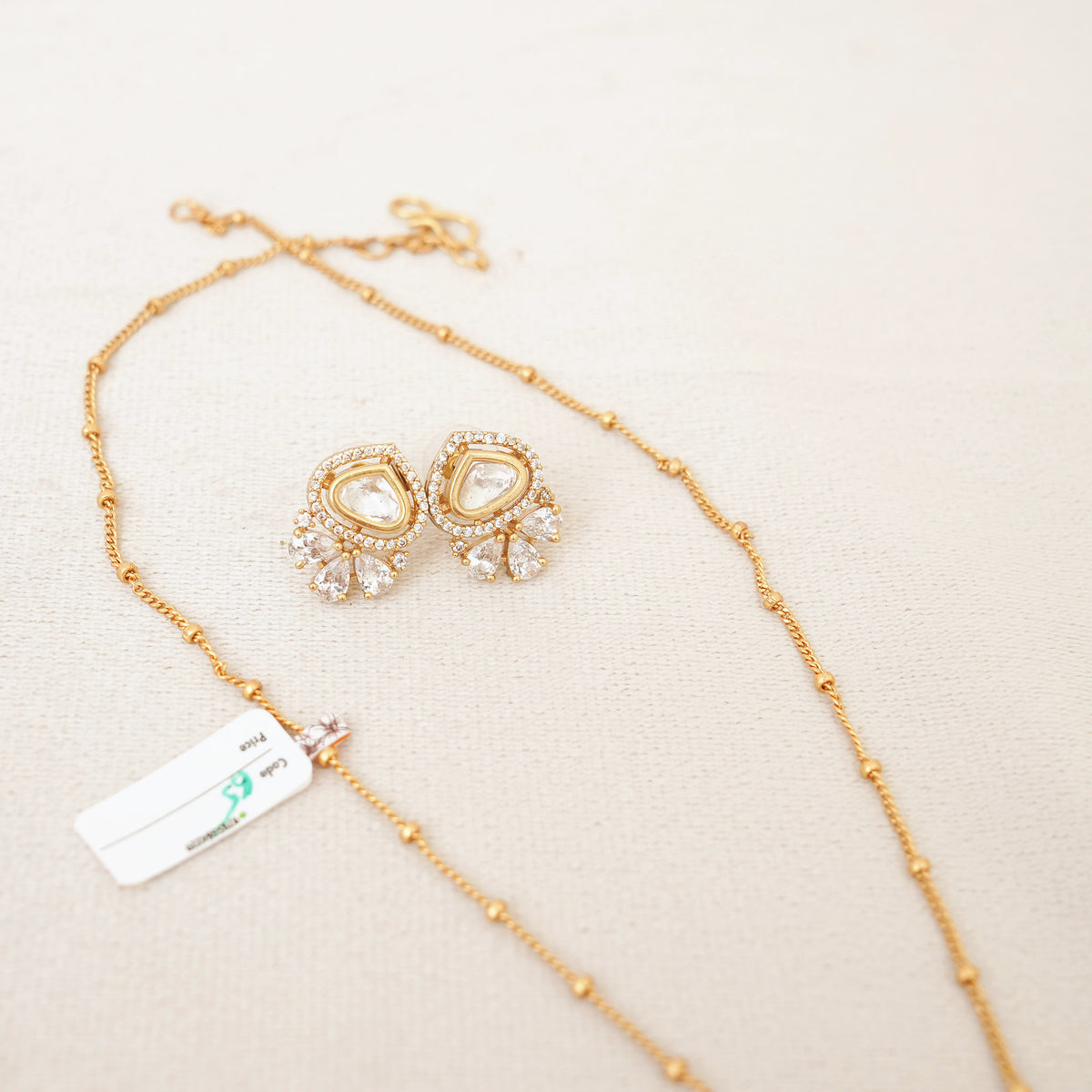 Kundan Polki Floral Pendant Necklace Set