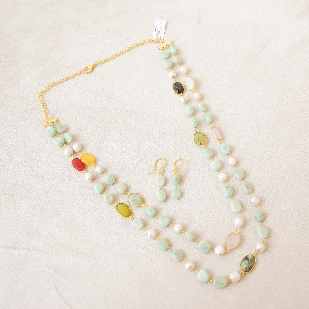 Amazonite Multi-Gemstone Layered Necklace Set