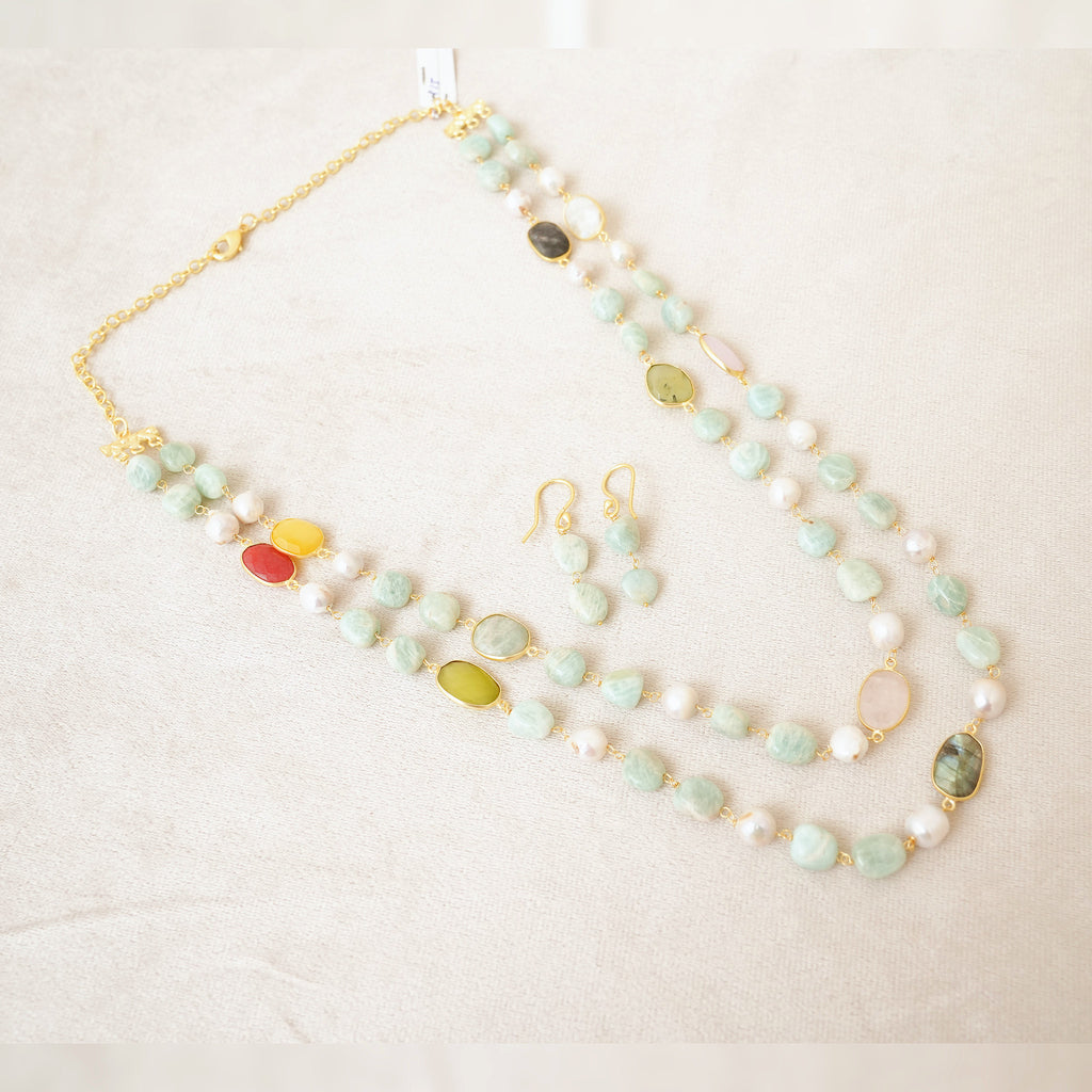 Amazonite Multi-Gemstone Layered Necklace Set