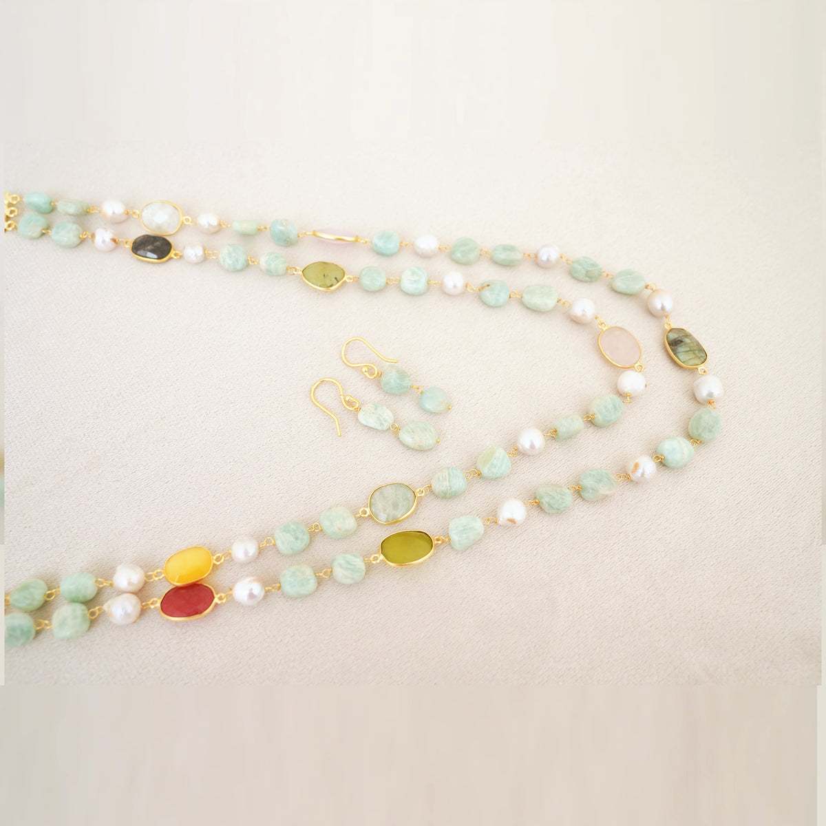 Amazonite Multi-Gemstone Layered Necklace Set