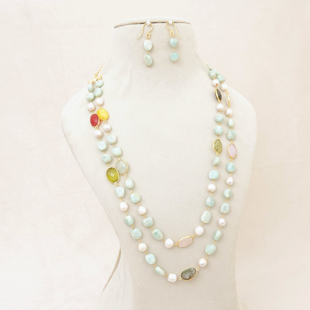 Amazonite Multi-Gemstone Layered Necklace Set
