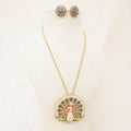 Peacock Multi-Gemstone Pendant Necklace Set