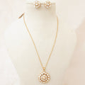 Kundan Polki Round Pendant Necklace Set