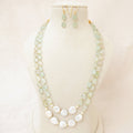 Mint Green Gemstone & Baroque Pearl Layered Necklace Set