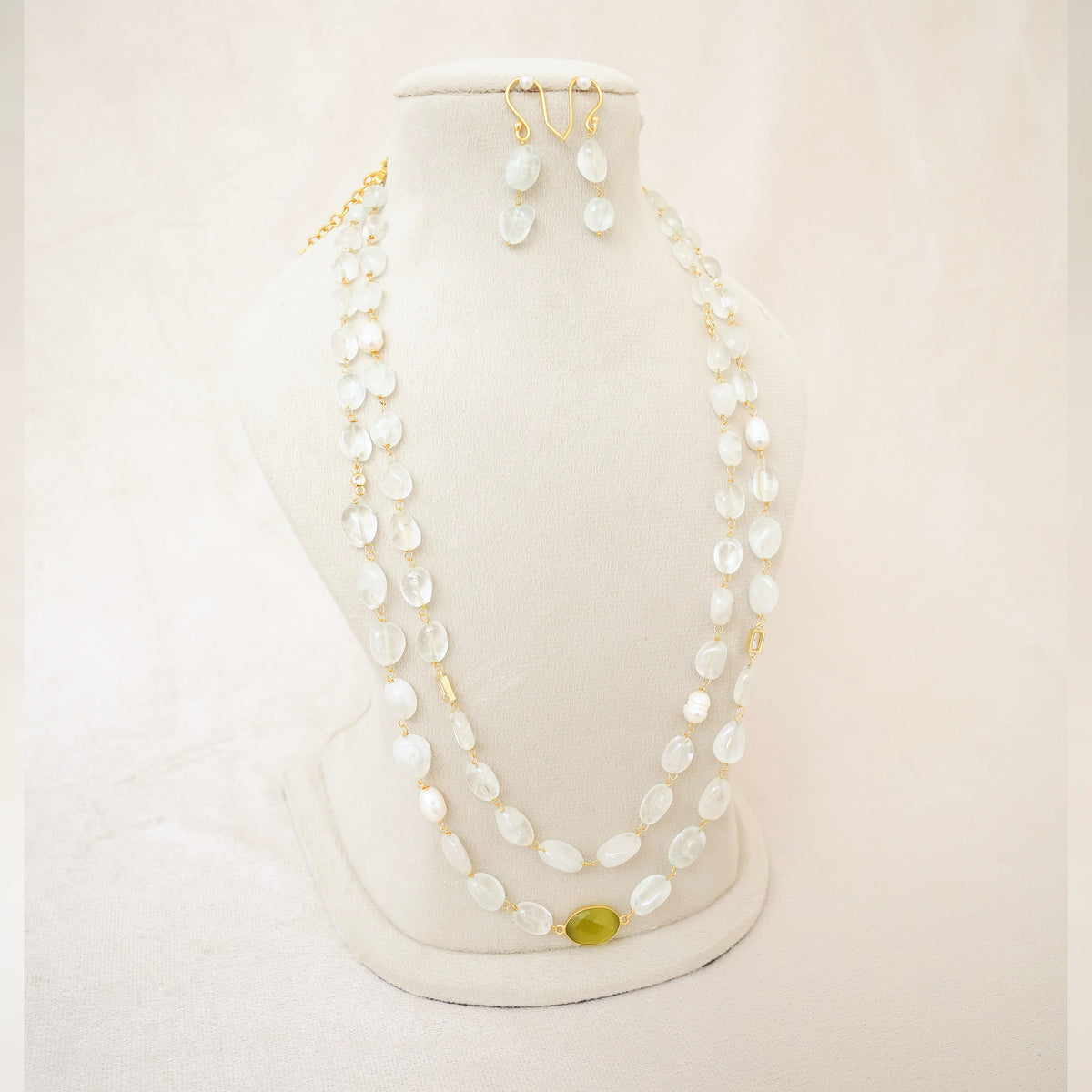 Crystal Quartz & Pearl Layered Necklace Set
