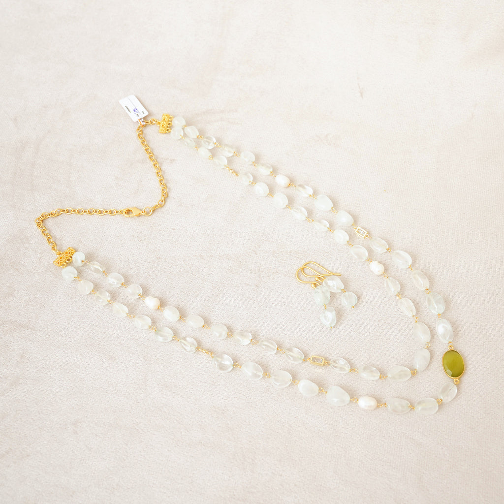 Crystal Quartz & Pearl Layered Necklace Set