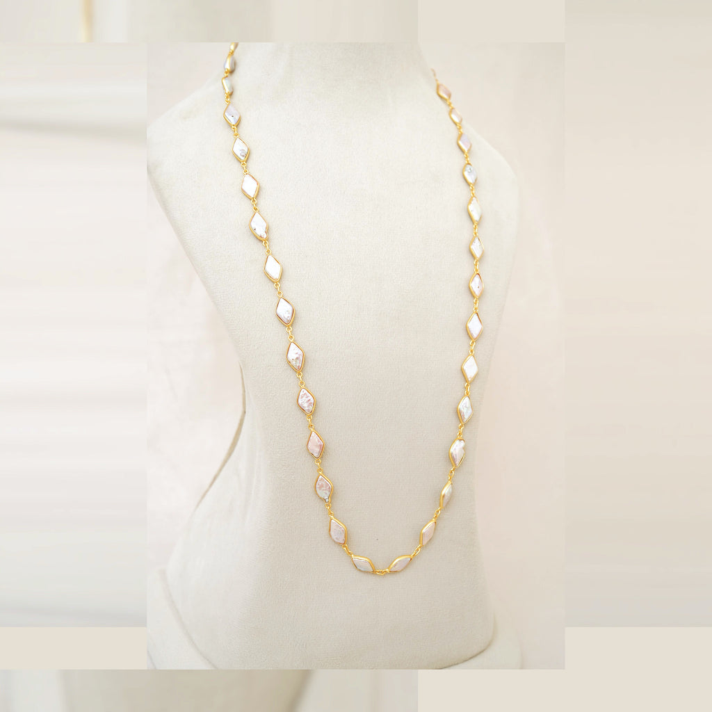 Diamond-Shape Crystal Station Long Necklace