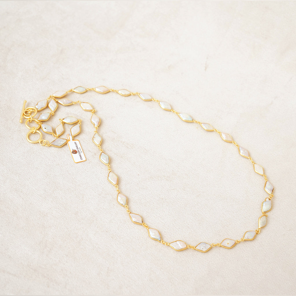 Diamond-Shape Crystal Station Long Necklace