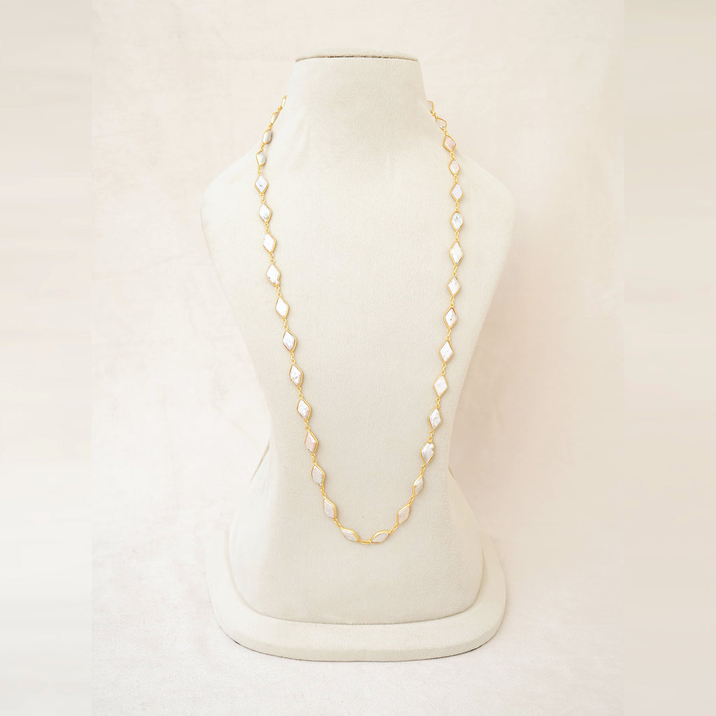 Diamond-Shape Crystal Station Long Necklace