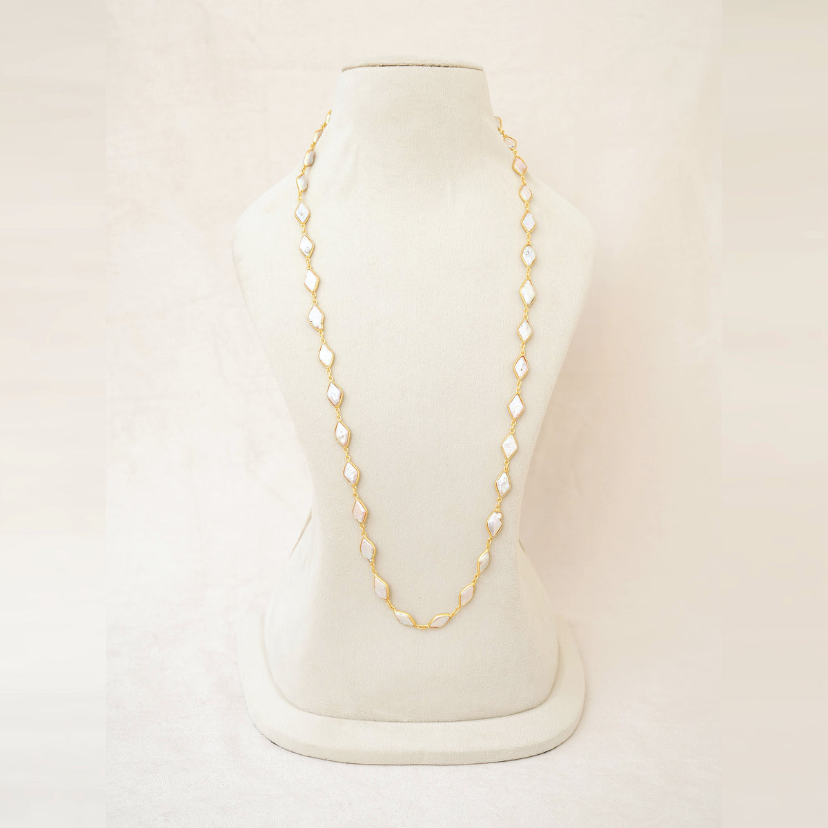Diamond-Shape Crystal Station Long Necklace