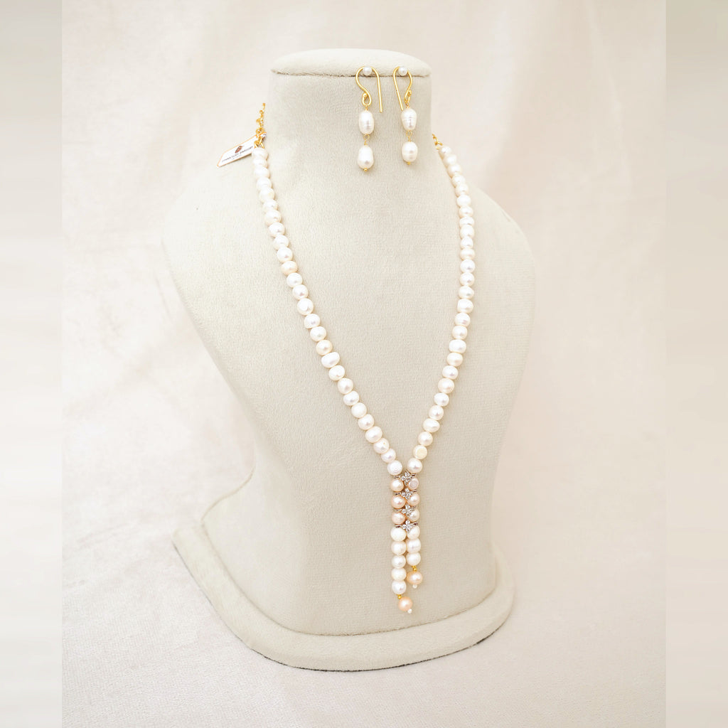 Freshwater Pearl Y-Drop Long Necklace Set