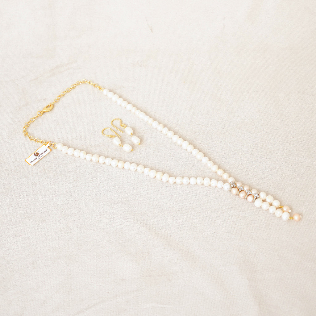 Freshwater Pearl Y-Drop Long Necklace Set