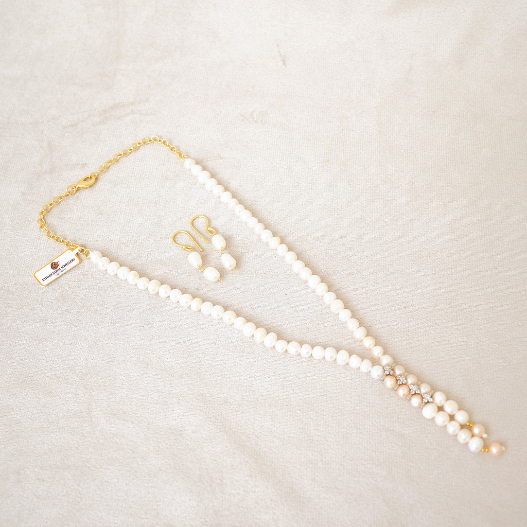 Freshwater Pearl Y-Drop Long Necklace Set