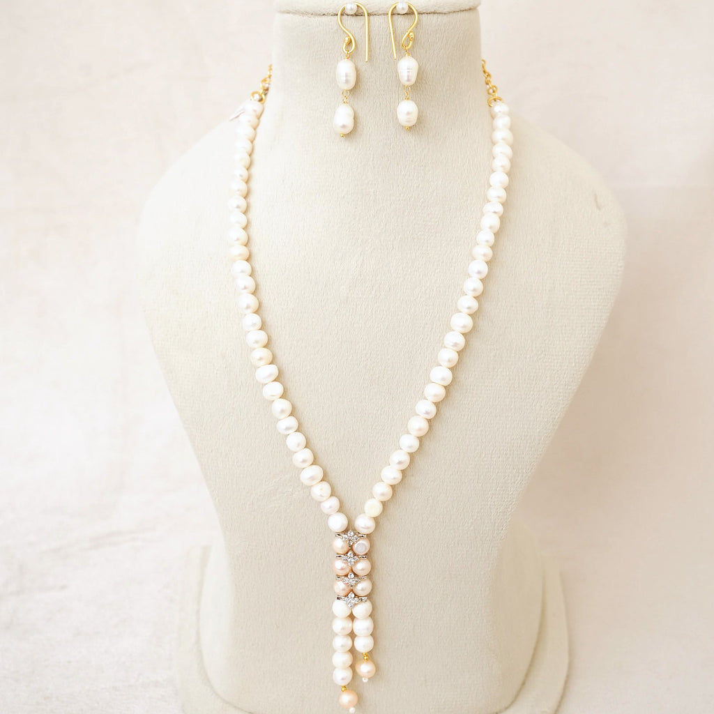 Freshwater Pearl Y-Drop Long Necklace Set
