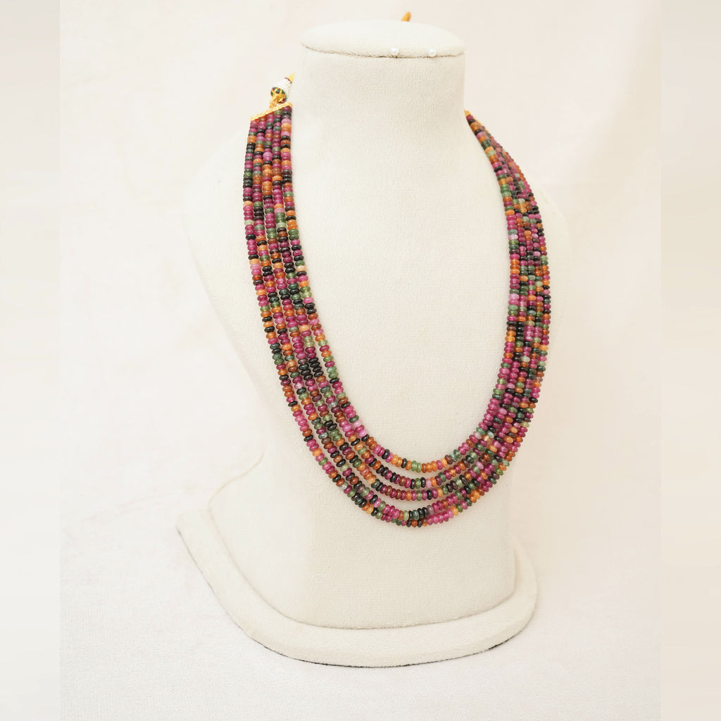 Multi-Tourmaline Bead Five-Strand Necklace