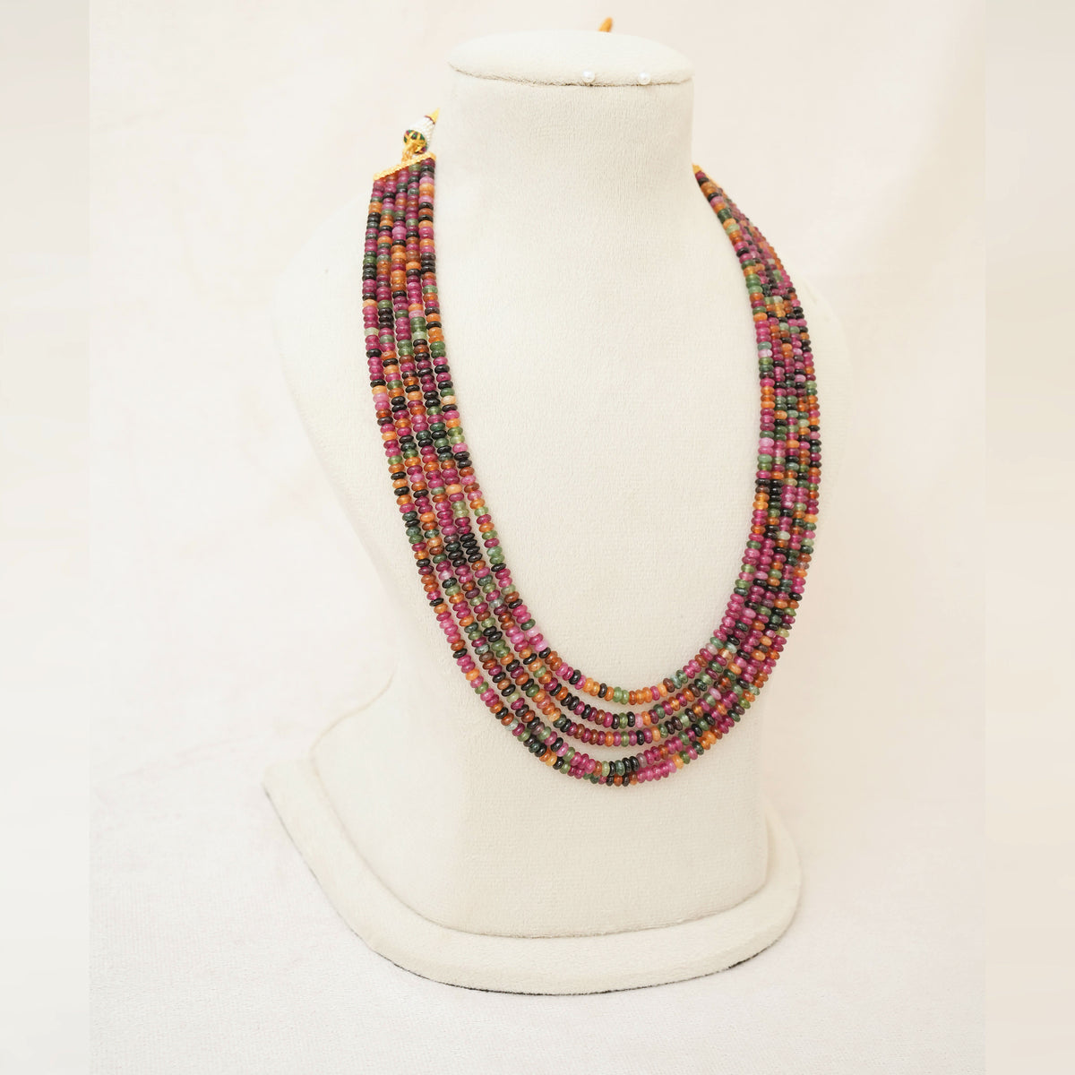 Multi-Tourmaline Bead Five-Strand Necklace
