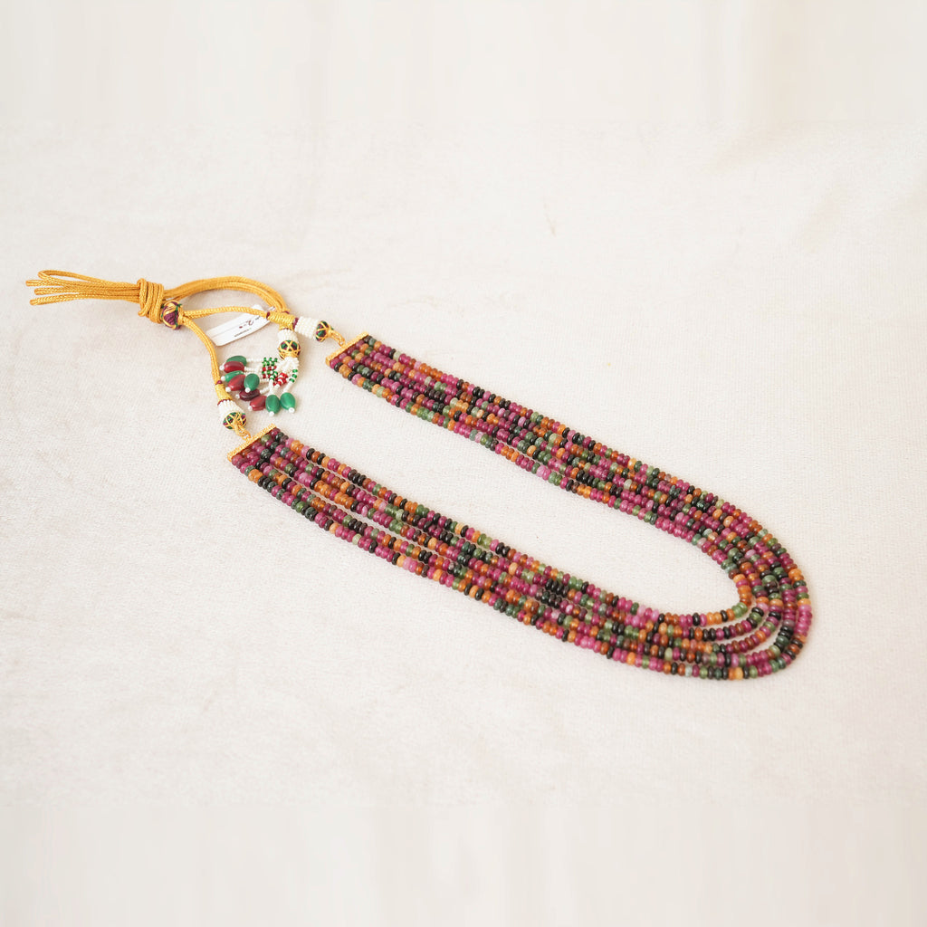 Multi-Tourmaline Bead Five-Strand Necklace