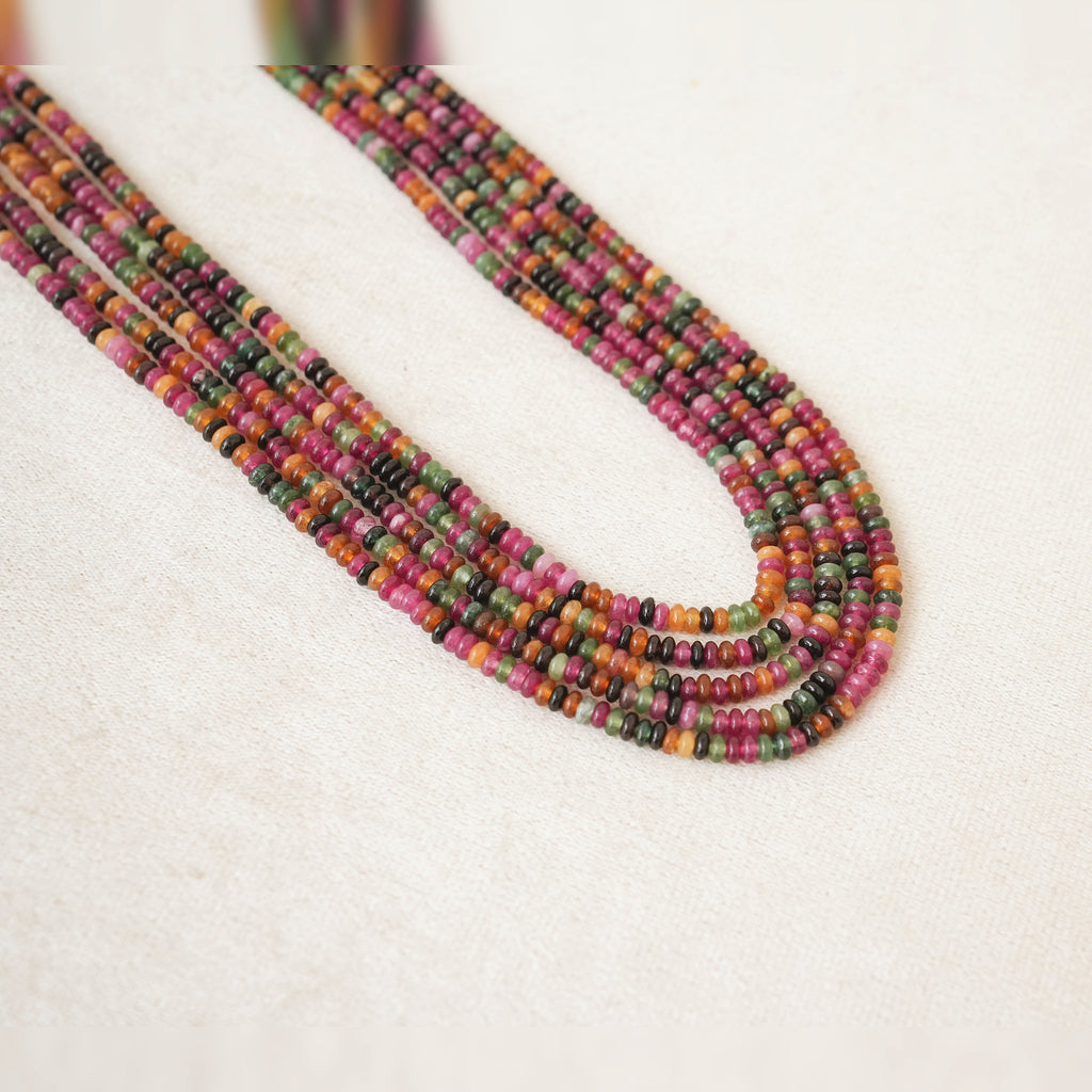 Multi-Tourmaline Bead Five-Strand Necklace