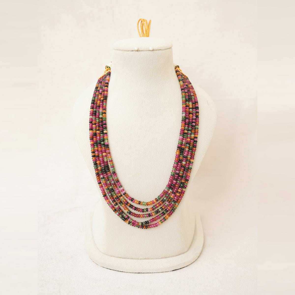 Multi-Tourmaline Bead Five-Strand Necklace