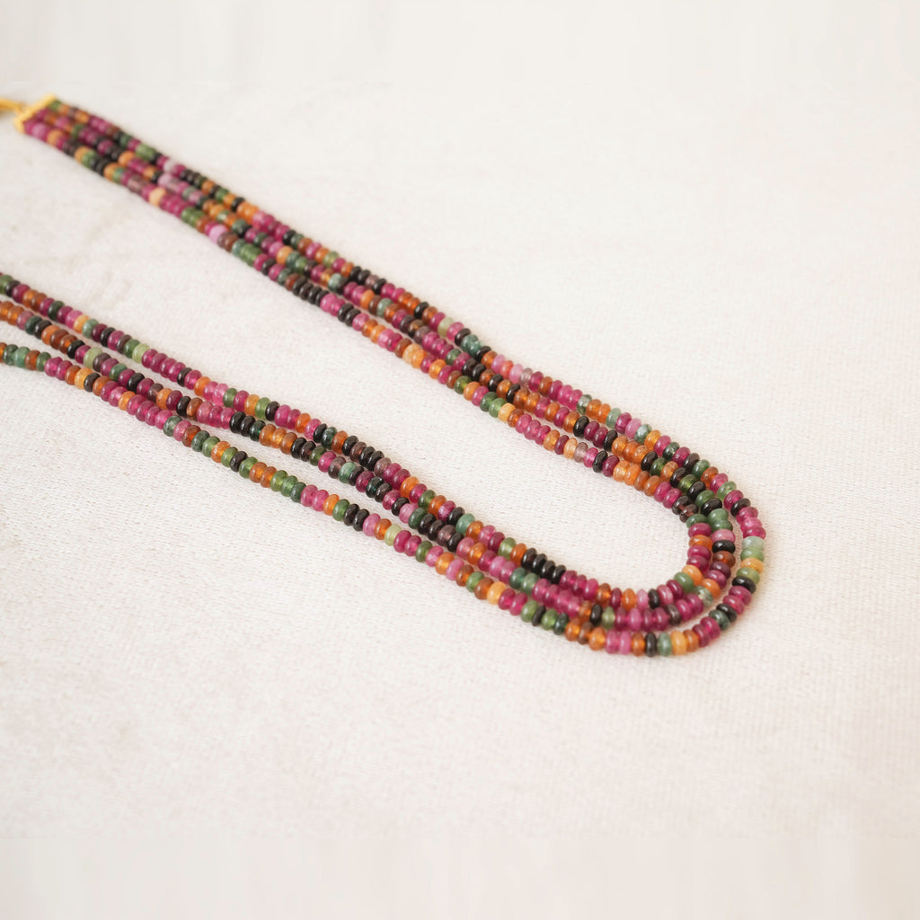 Multi-Tourmaline Bead Three-Strand Dori Necklace