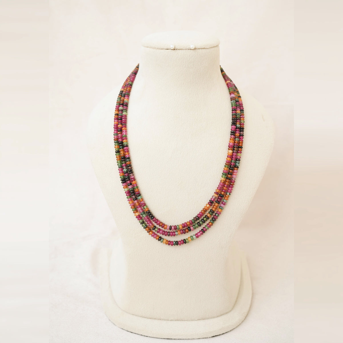 Multi-Tourmaline Bead Three-Strand Dori Necklace