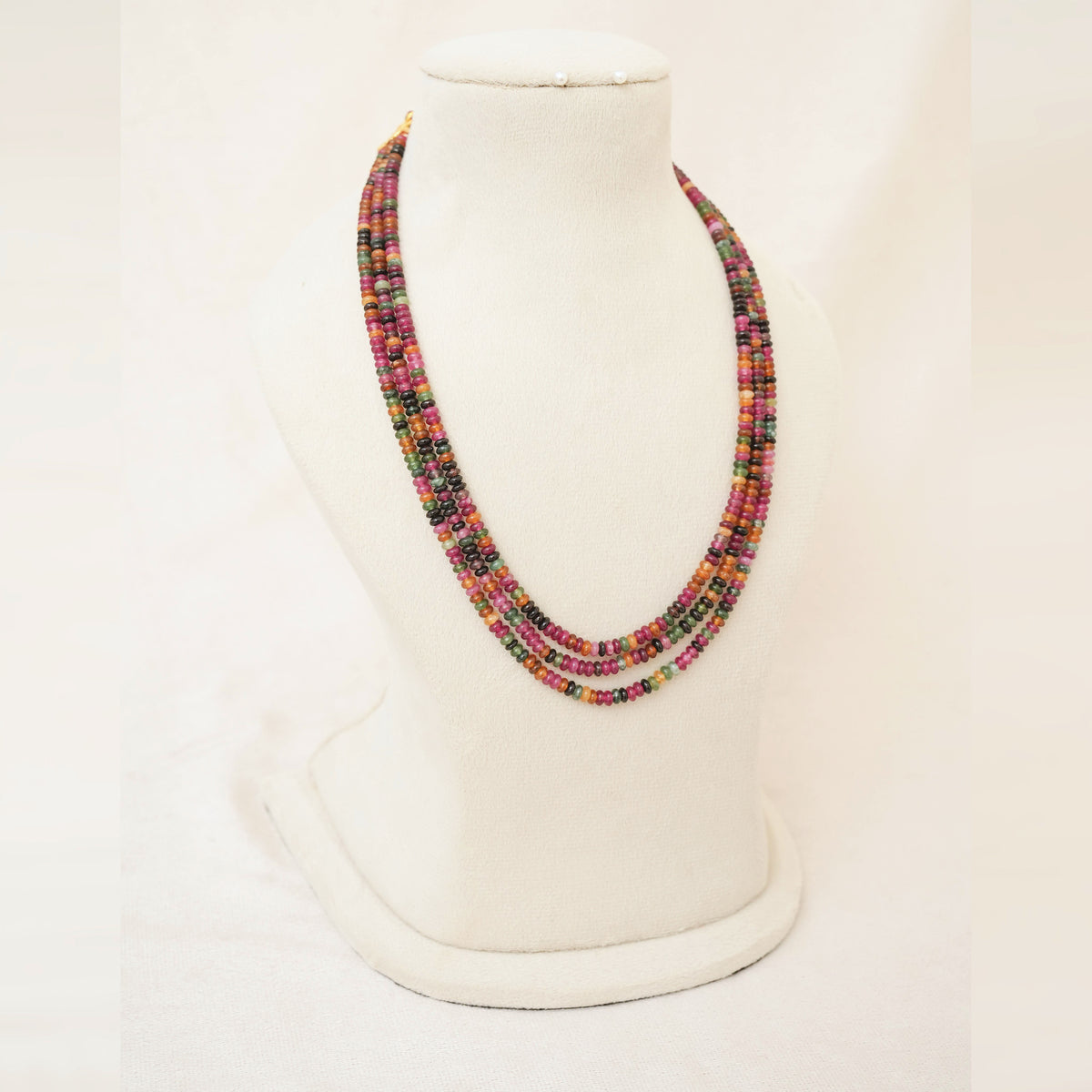 Multi-Tourmaline Bead Three-Strand Dori Necklace