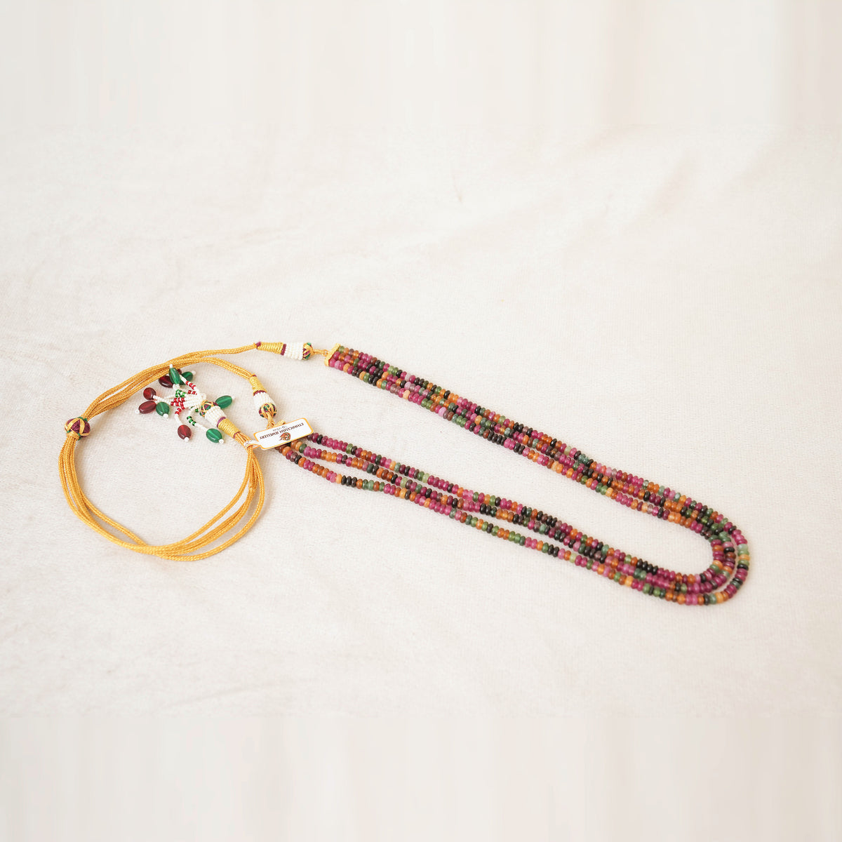 Multi-Tourmaline Bead Three-Strand Dori Necklace