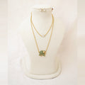 Green Elephant Pendant Layered Necklace Set