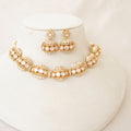 Mother of Pearl Kundan Dome Choker Set with Jhumkas