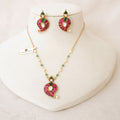 Ruby Kundan Paisley Pendant Necklace Set