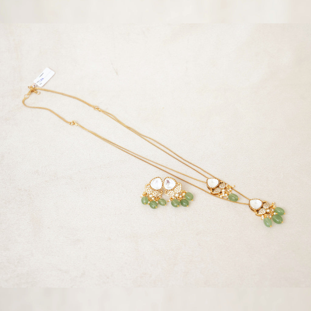Kundan Drop Pendant Long Necklace Set