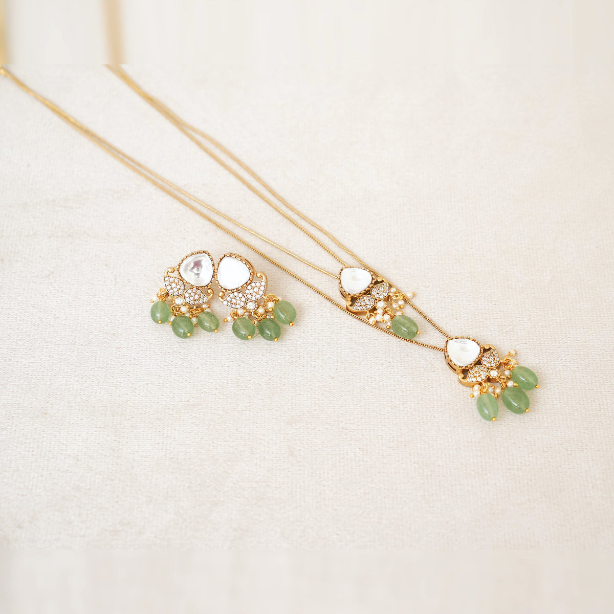 Kundan Drop Pendant Long Necklace Set