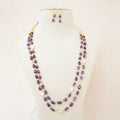 Amethyst & Pearl Long Layered Necklace Set