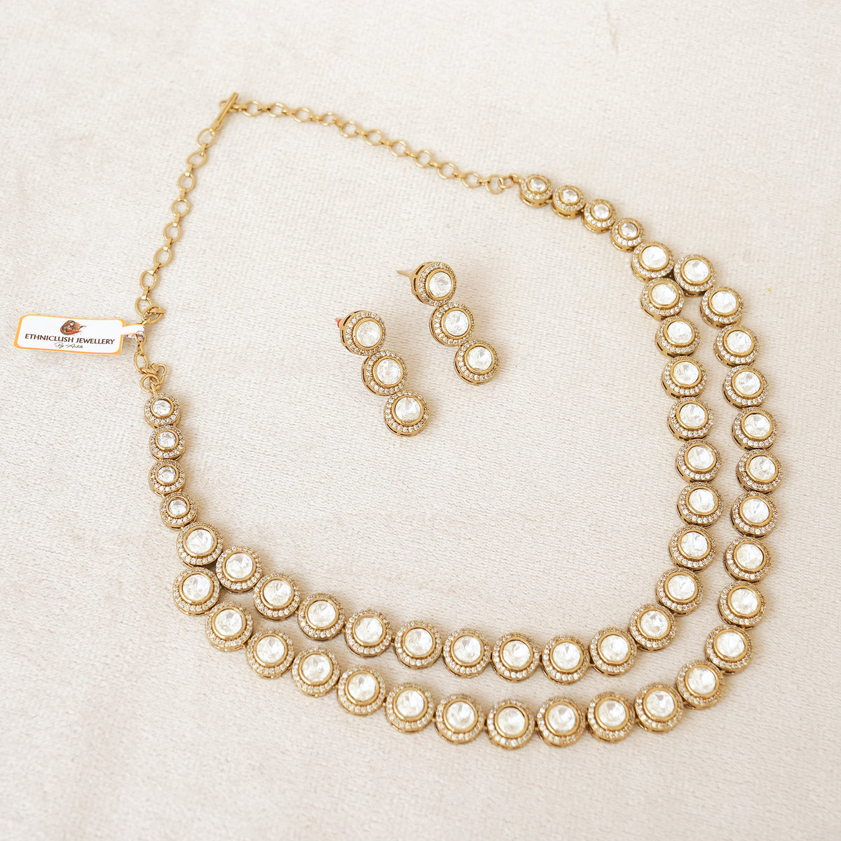 Two-Layer Kundan Polki Halo Necklace Set