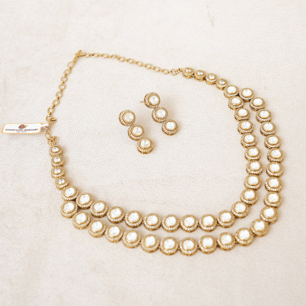 Two-Layer Kundan Polki Halo Necklace Set