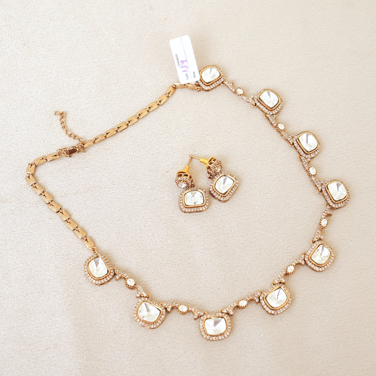 Rose Gold Polki Statement Necklace Set