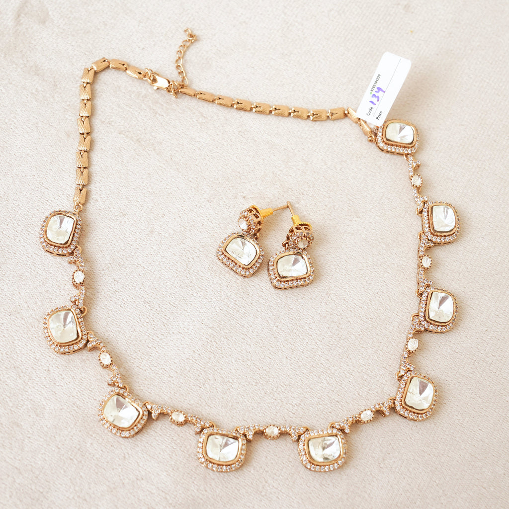 Rose Gold Polki Statement Necklace Set