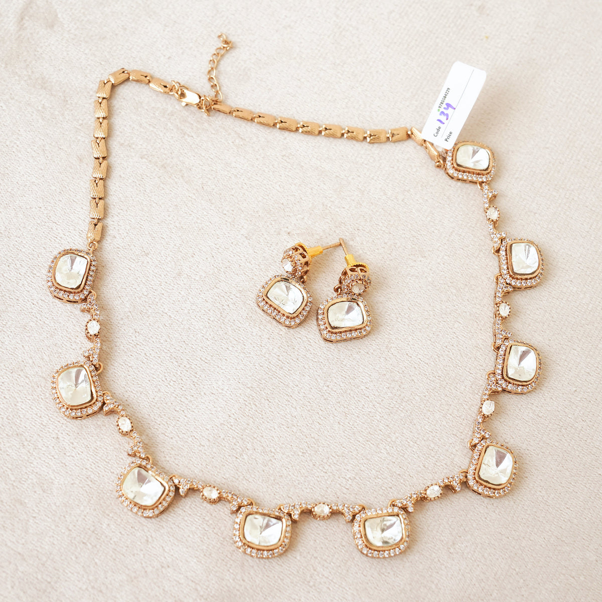 Rose Gold Polki Statement Necklace Set